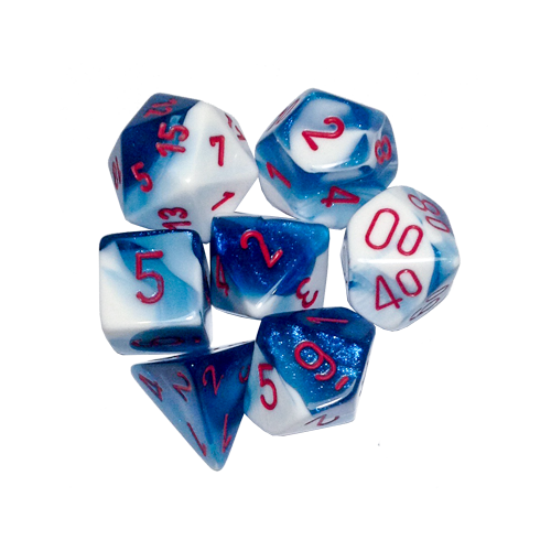 Набор кубиков Chessex Gemini™ Astral Blue-White with Red (7шт.)