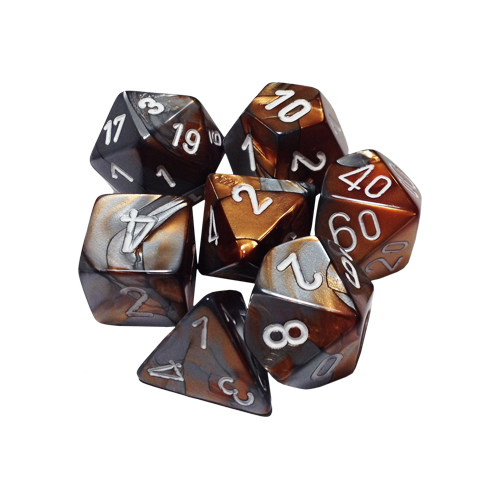 Набор кубиков Chessex Gemini™ Copper-Steel with White (7шт.)