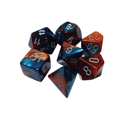 Набор кубиков Chessex Gemini™ Copper-Teal with Silver (7шт.)