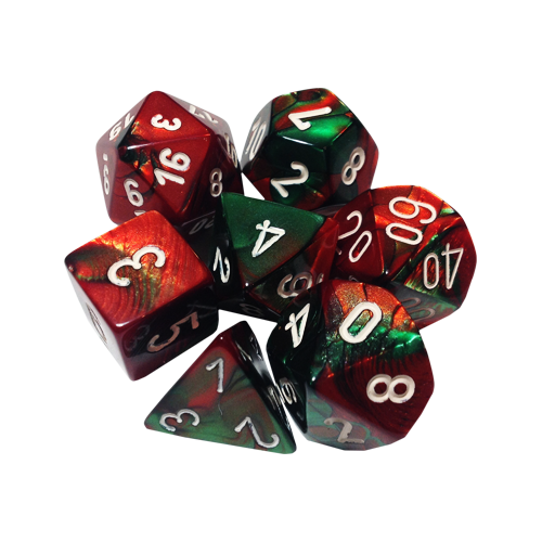 Набор кубиков Chessex Gemini™ Green-Red with White (7шт.)