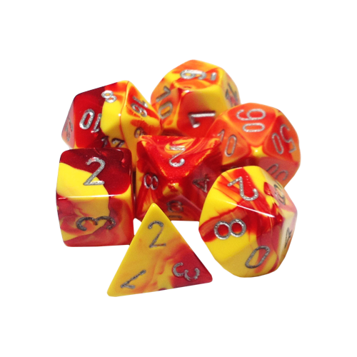 Набор кубиков Chessex Gemini™ Red-Yellow with Silver (7шт.)