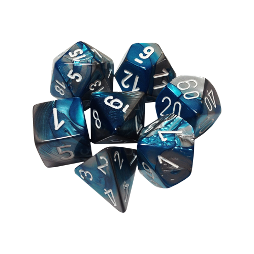 Набор кубиков Chessex Gemini™ Steel-Teal with White (7шт.)