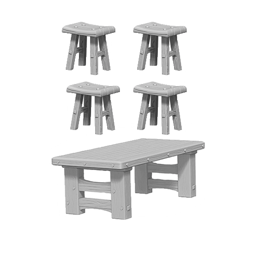 Набор Миниатюр Pathfinder Deep Cuts Unpainted Miniatures - Wooden Table & Stools